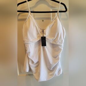 RELLECIGA Swim White Ruched Camisole Tankini Top